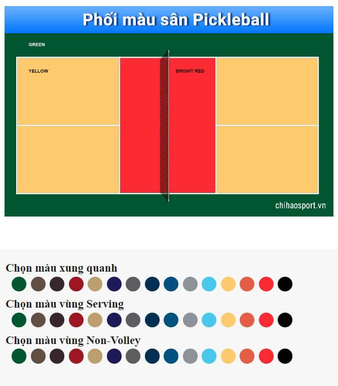 Phối màu sân pickleball