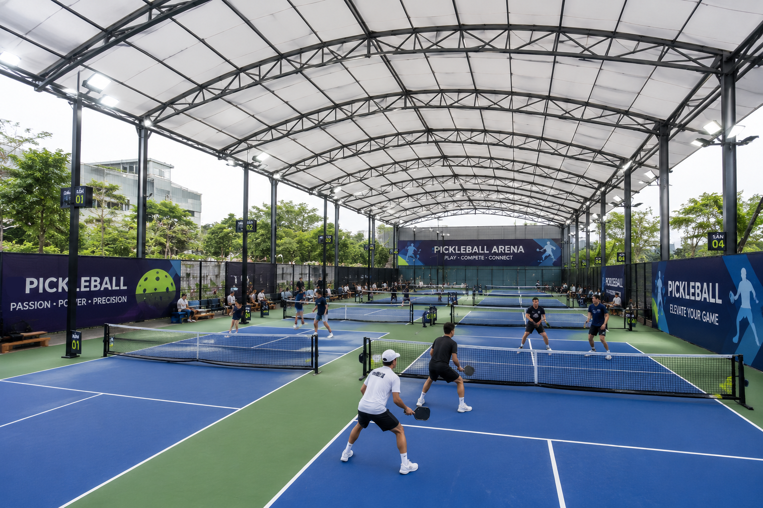 Mái canopy cho sân pickleball