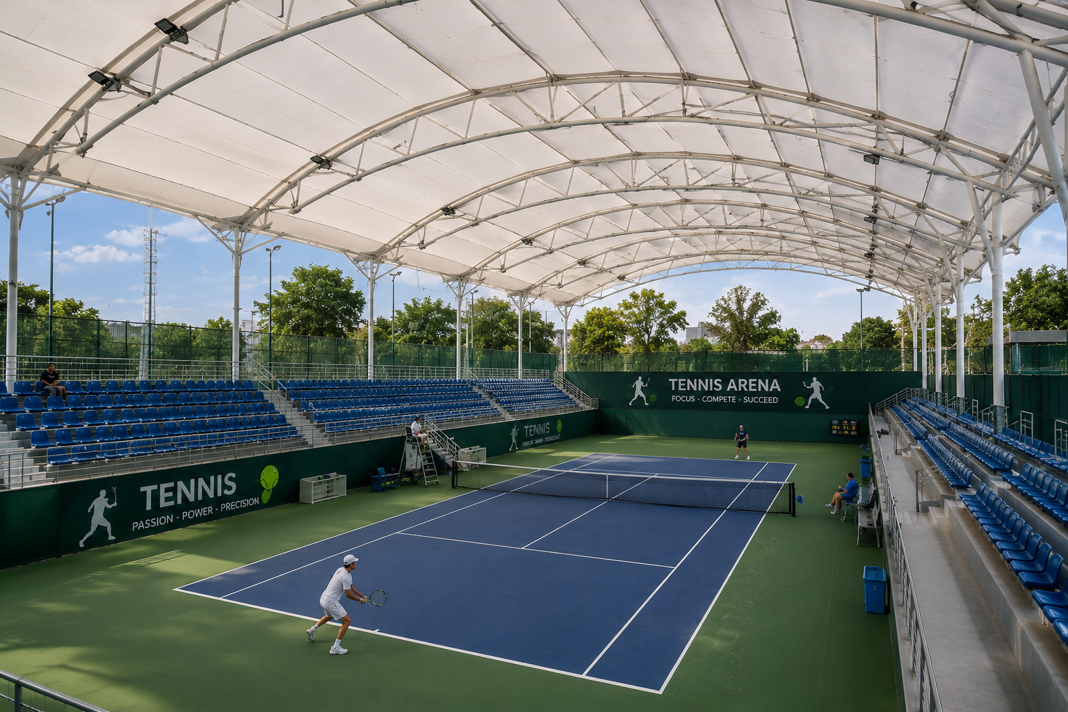 Mái che sân tennis ngoài trời