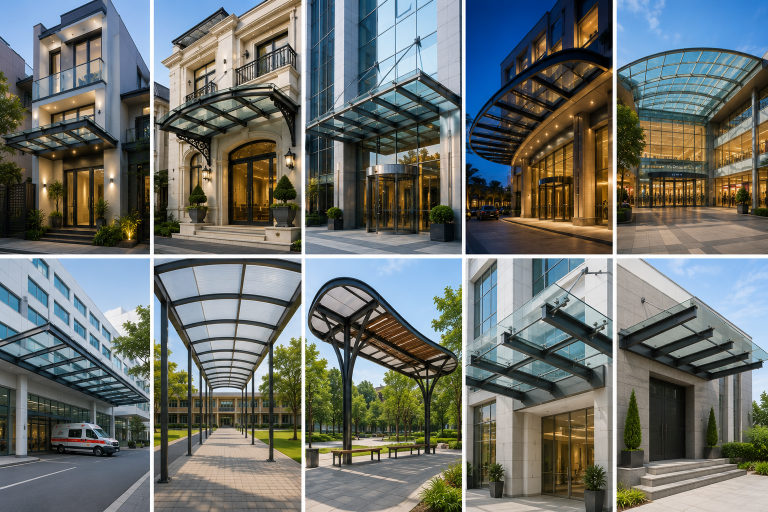 Các Mẫu Thiết Kế Mái Canopy Hiện Đại Cho Nhà Phố, Biệt Thự Và Sảnh Đón Công Cộng