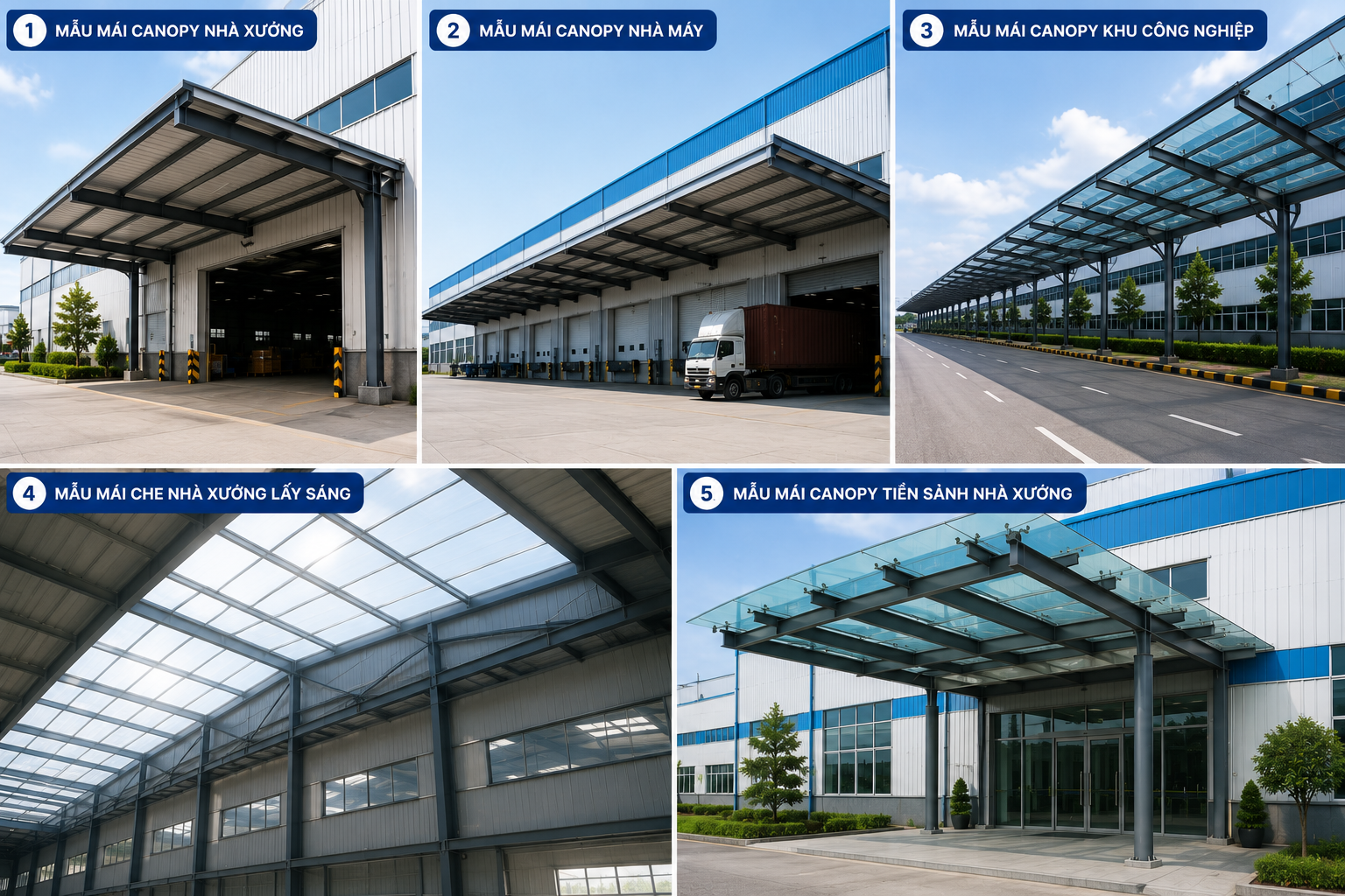 Mẫu Mái Canopy Nhà Xưởng Và Nhà Máy Hiện Đại