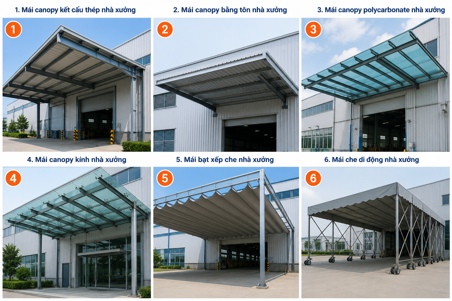 Các Loại Mái Canopy Nhà Xưởng Được Sử Dụng Phổ Biến