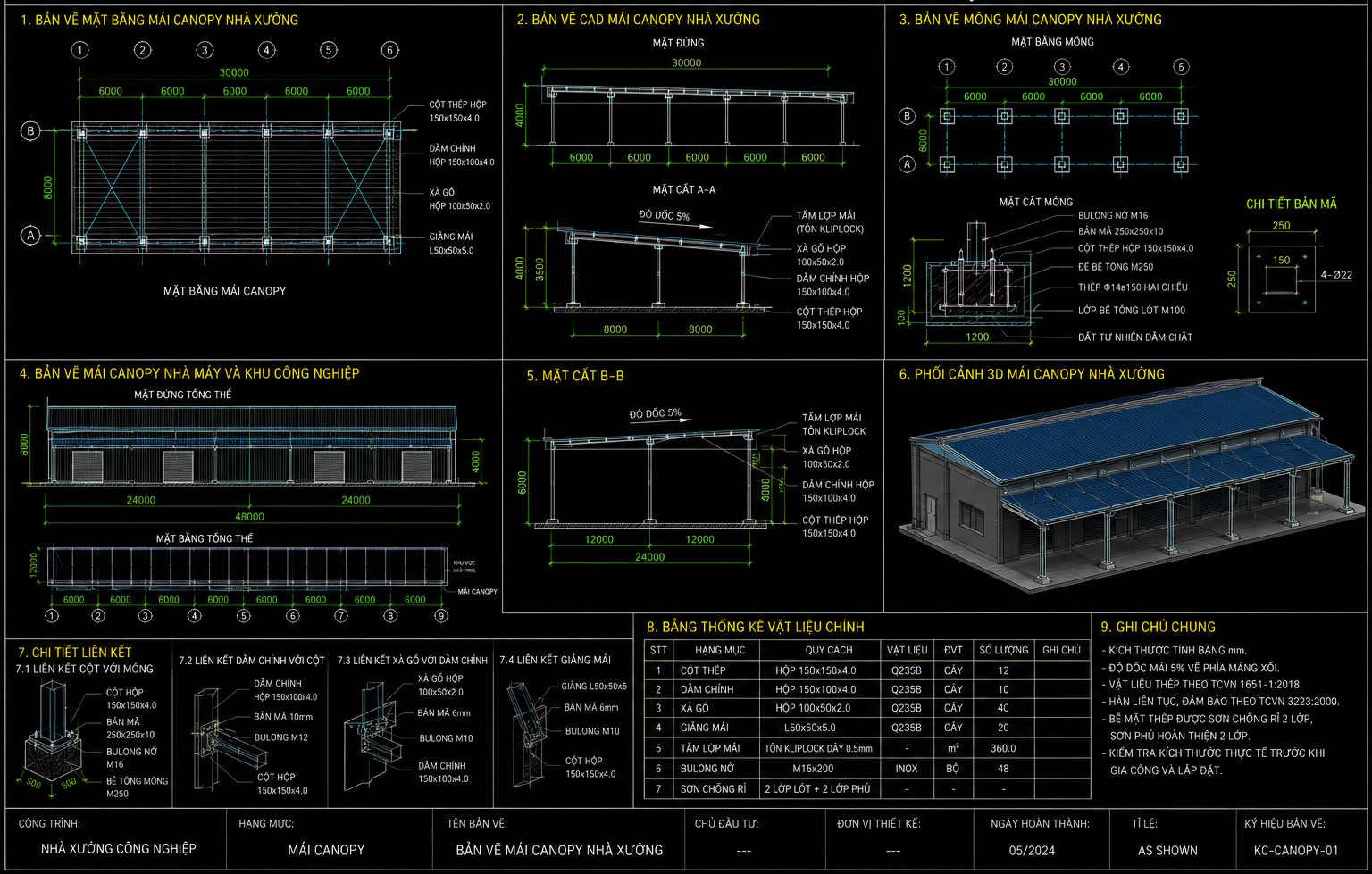 Bản Vẽ Mái Canopy Nhà Xưởng Và Hồ Sơ CAD